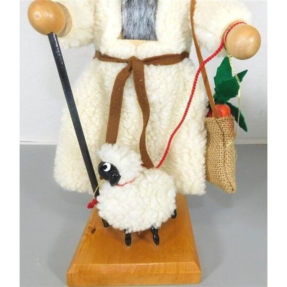 7/1296 Vintage Steinbach Big Nut Cracker Shepard on Wooden Stand Hand Made Net C - Picture 3 of 7